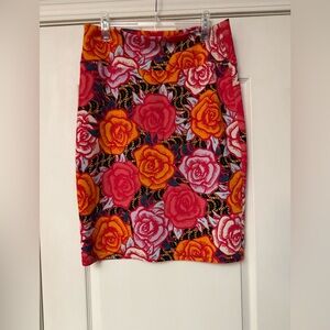 LuLaRoe Vibrant Floral Pencil Skirt - Red, Pink, Orange